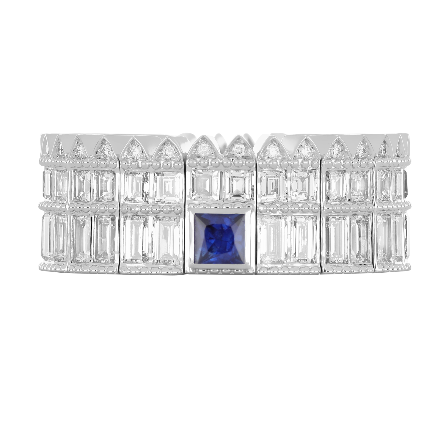 Al Jahili Blue Sapphire Ring - White Gold
