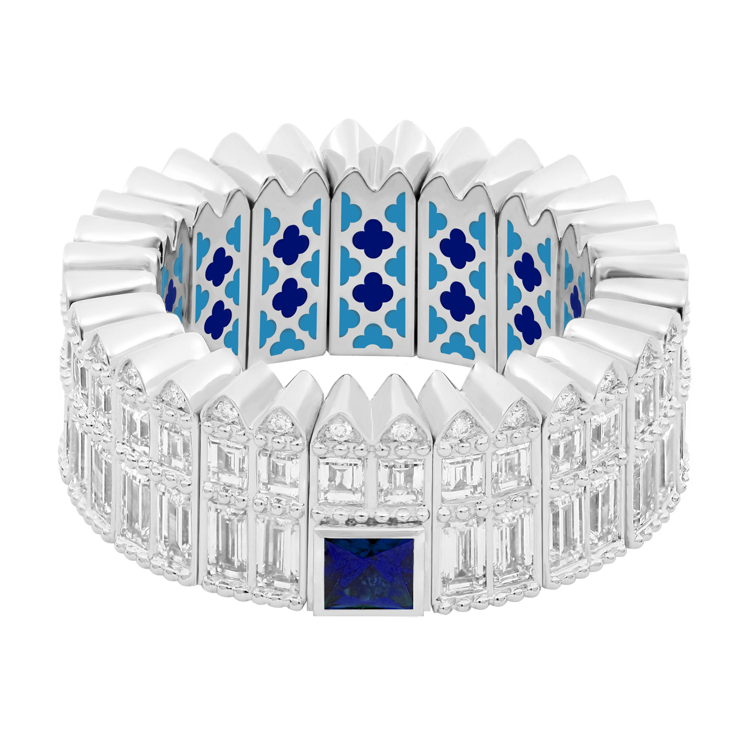 Al Jahili Blue Sapphire Ring - White Gold