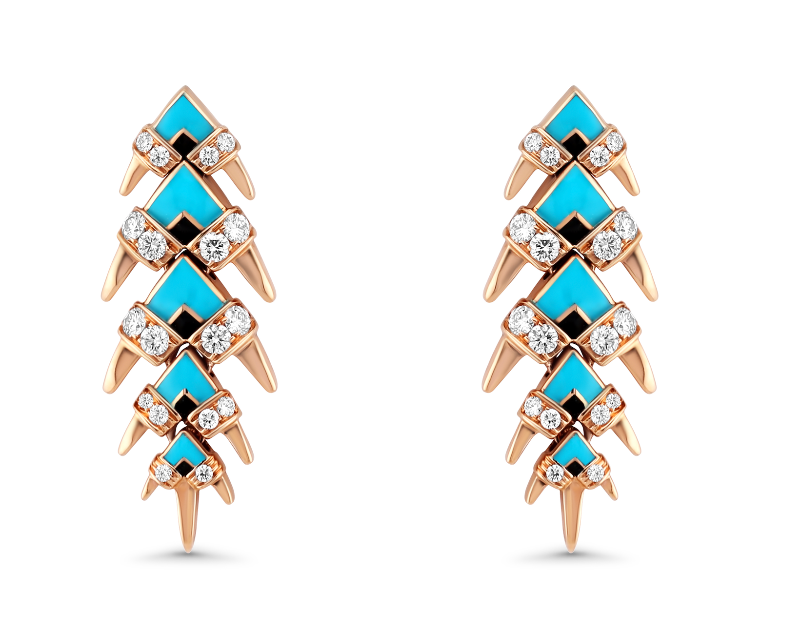 Palm Leaves Ceramic & Diamond Earrings (S)