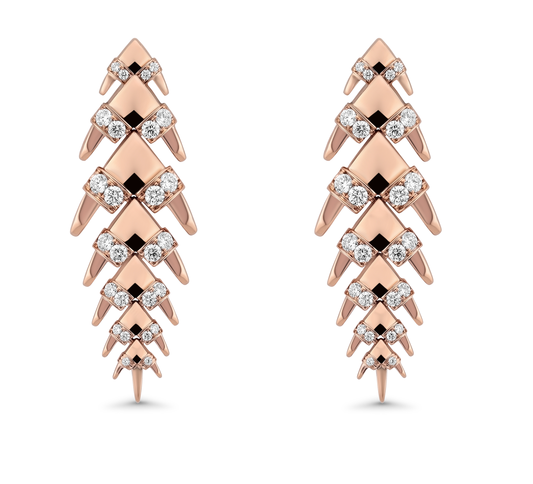 Palm Leaves Ceramic & Diamond Earrings (L)