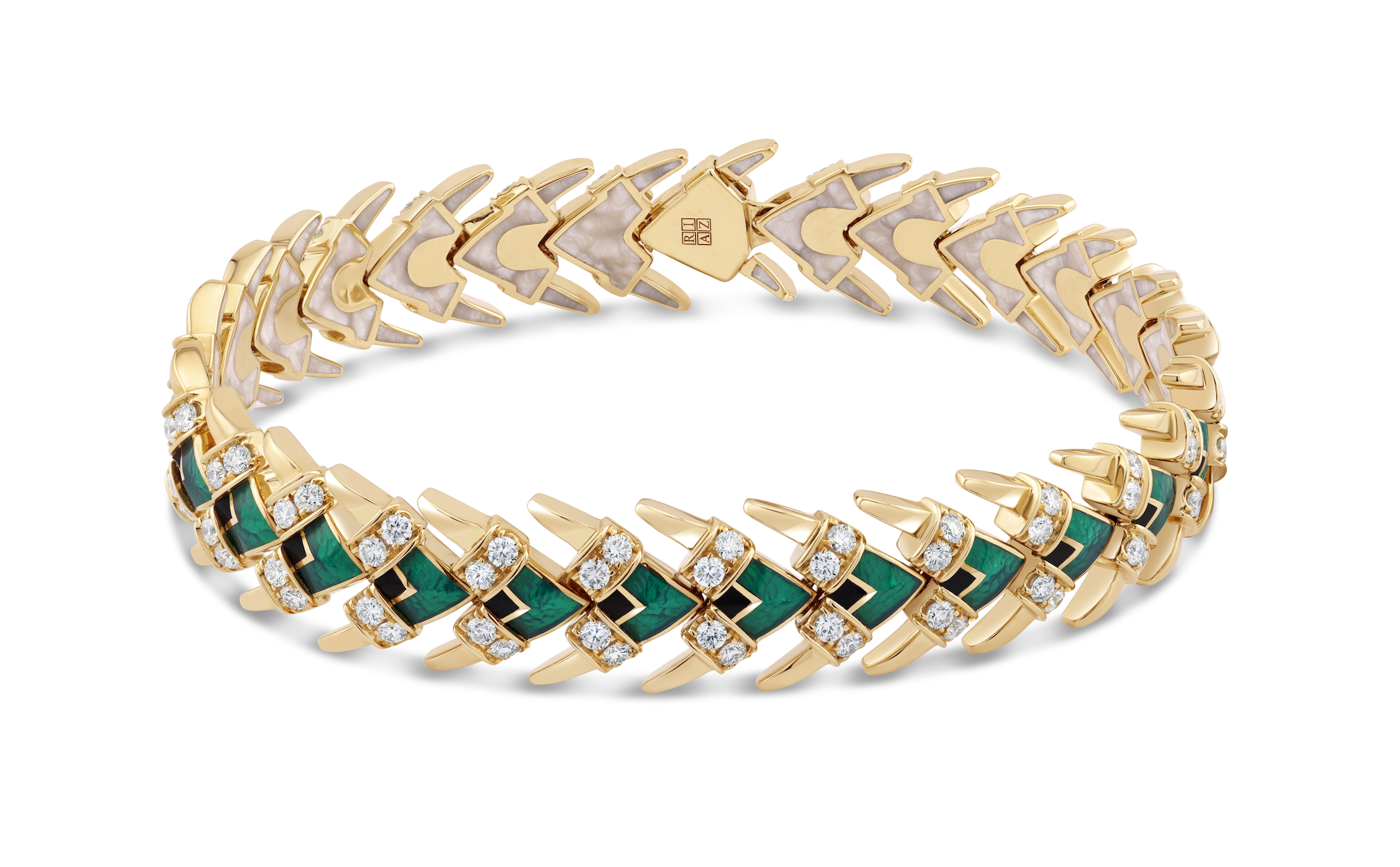 Palm Leaves Ceramic & Diamond Bracelet