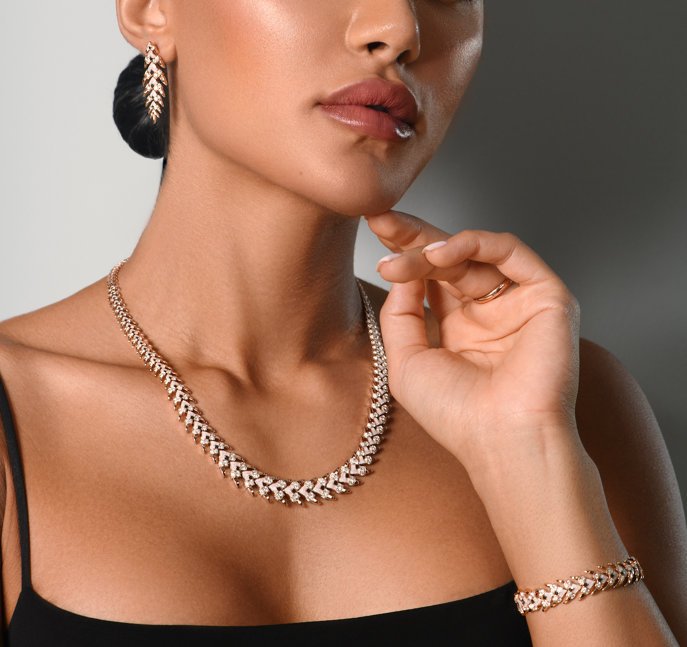 Palm Leaves Ceramic & Diamond Bracelet