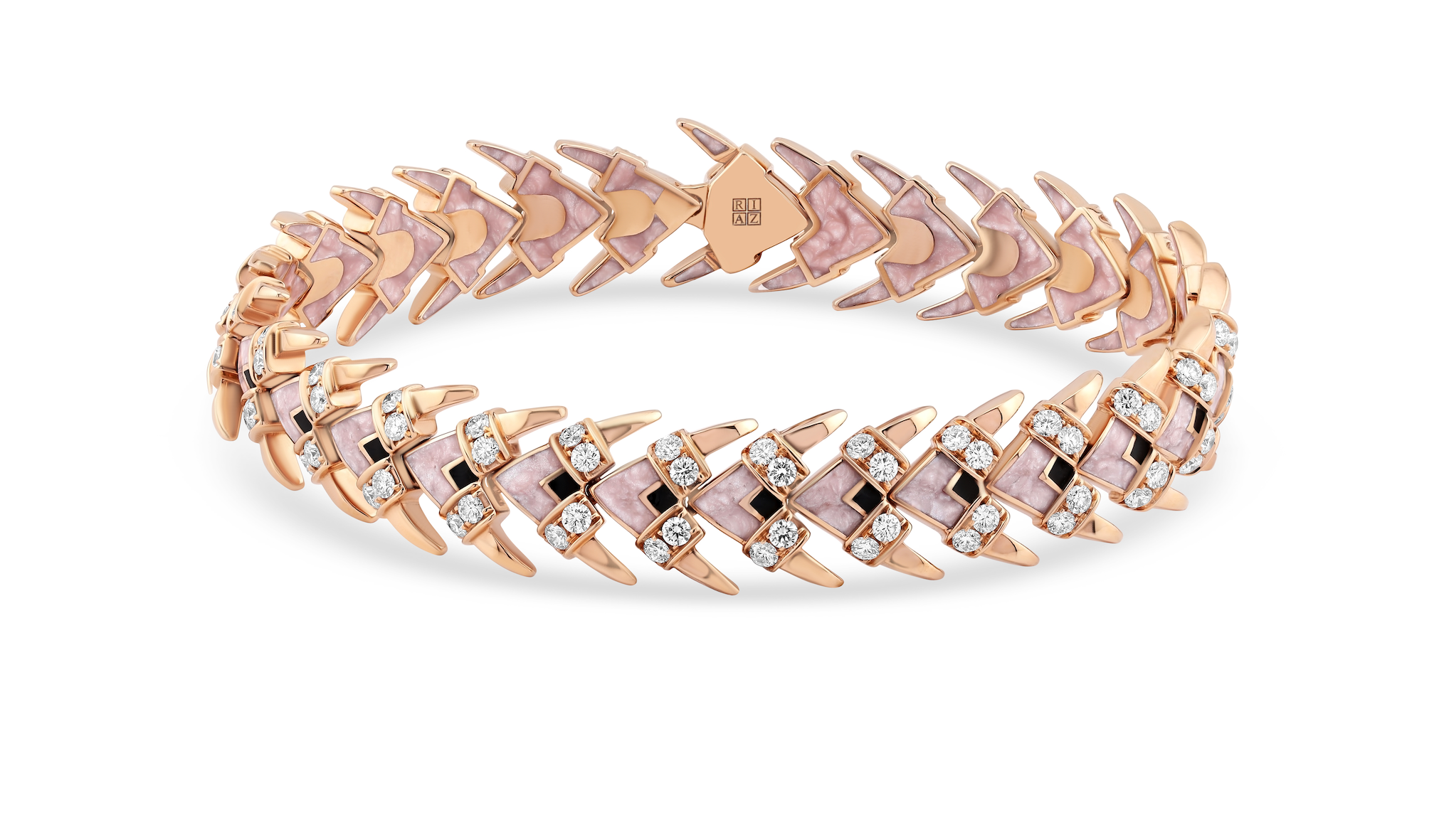 Palm Leaves Ceramic & Diamond Bracelet