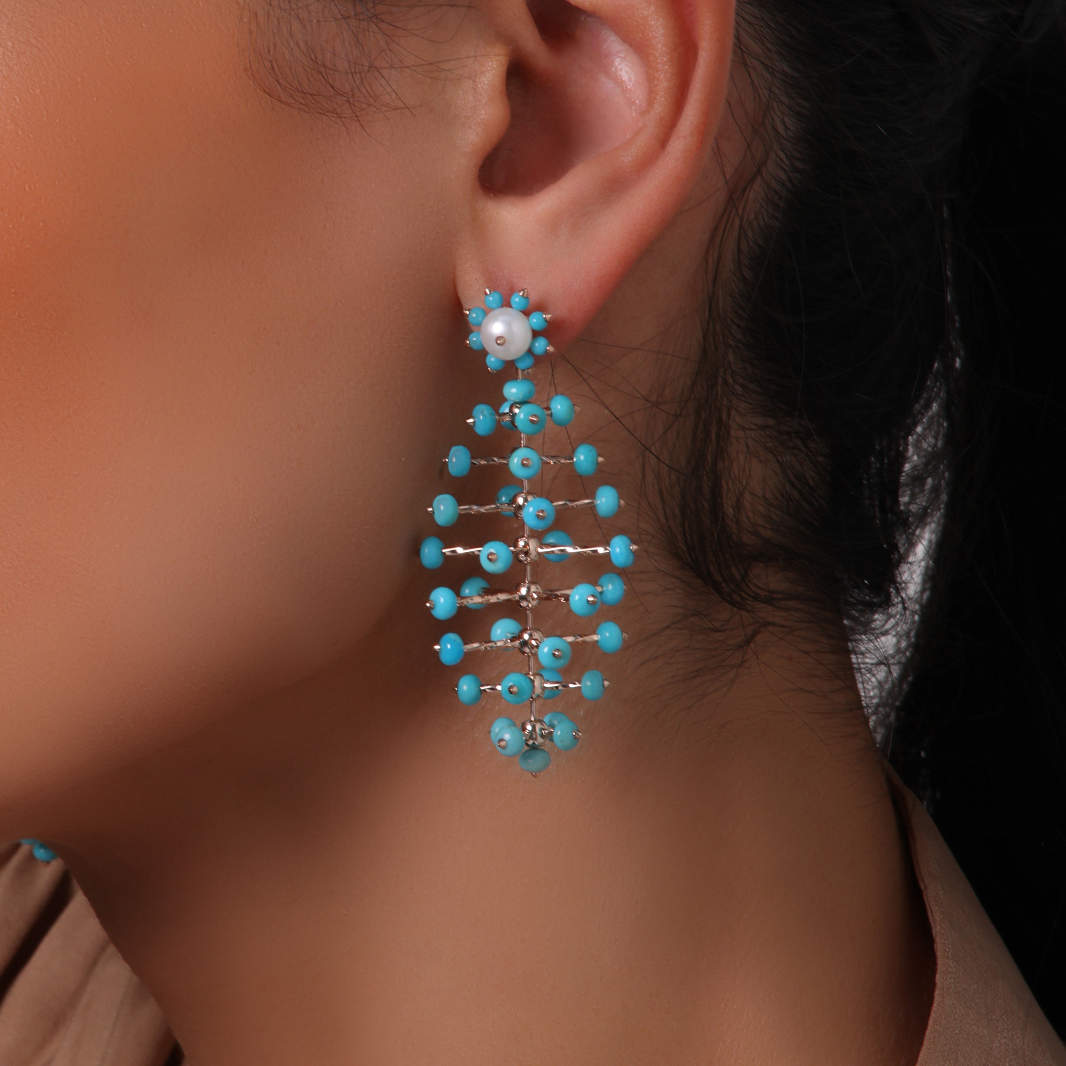 DNA Earrings - Small  Turquoise Beads