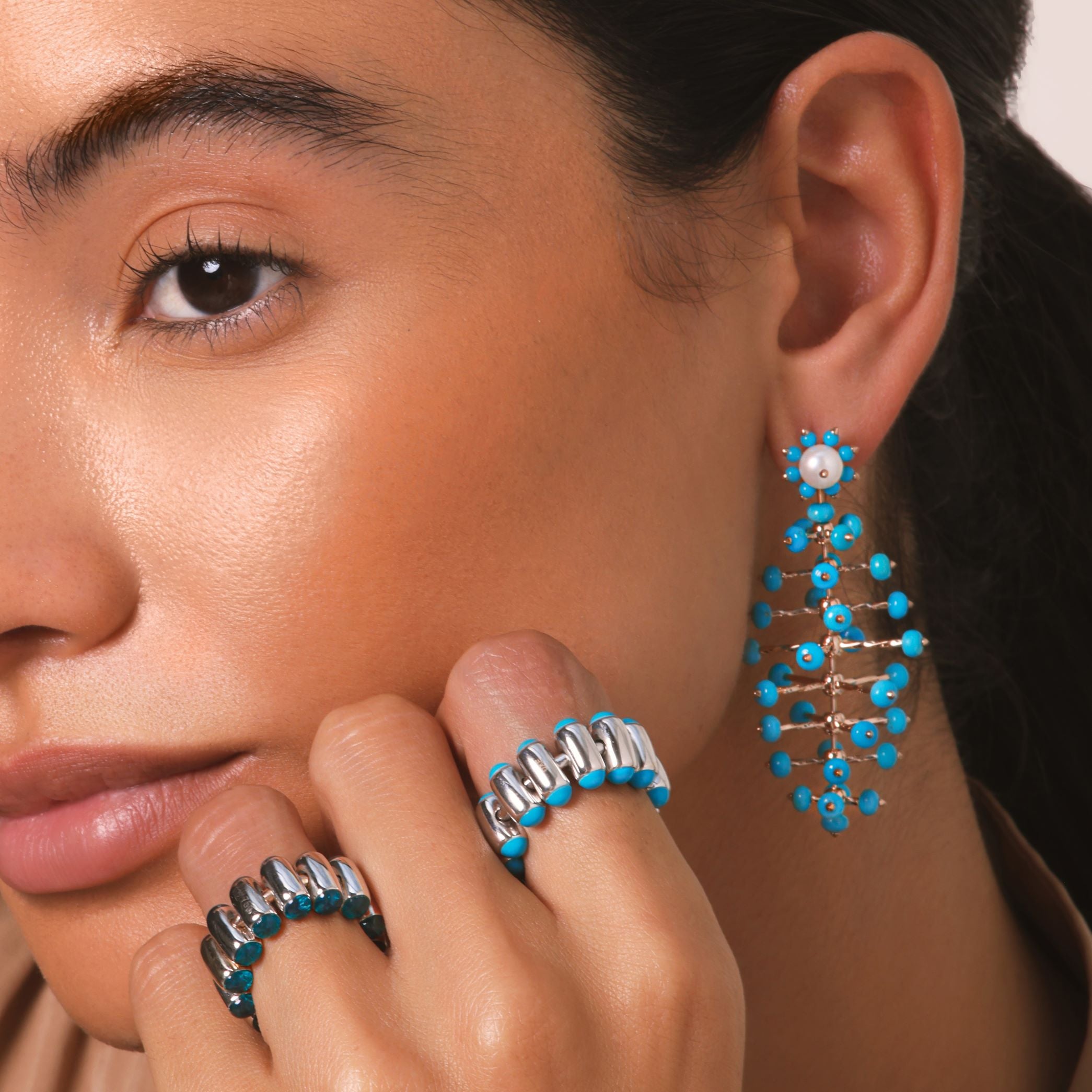 DNA Earrings - Small  Turquoise Beads