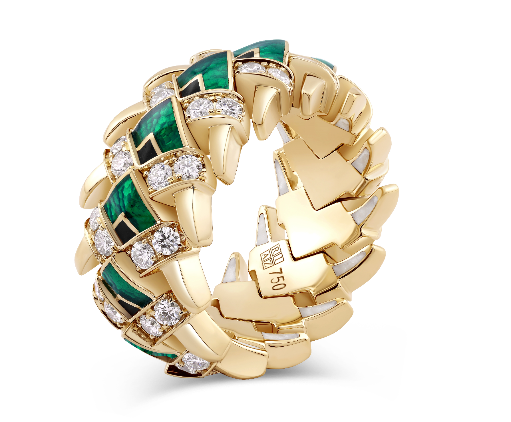 Palm Leaves Ceramic & Diamond  Ring